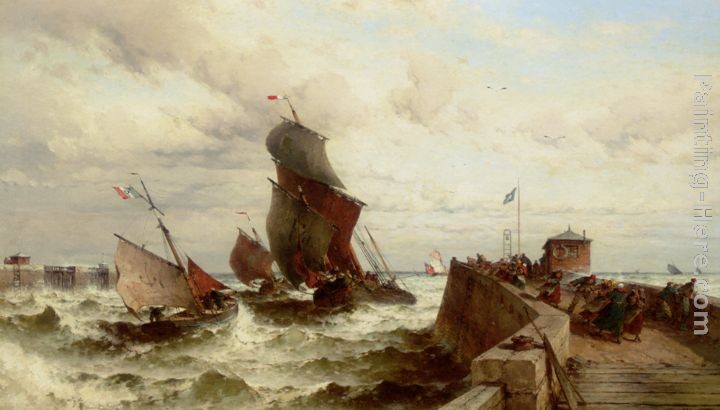 Theodor Alexander Weber Ships Entering a Port in a Storm